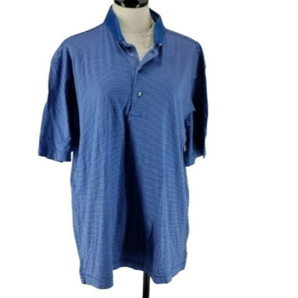 Callaway‎ Golf Men's Blue & White Striped Polo Shirt Size XL